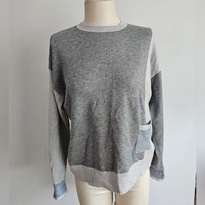 Gray and Blue Colorblock Sweater